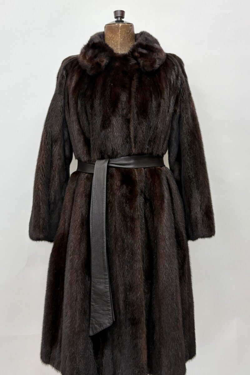 Ranch Mink Stranded Coat with Optional Belt