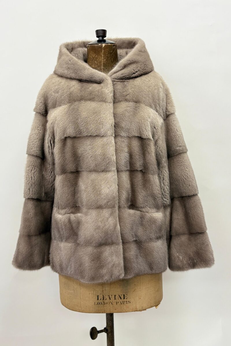 Silver Blue Mink Hooded Jacket